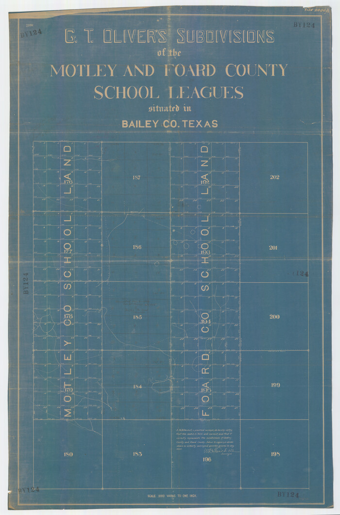 92534, G. T. Oliver's Subdivisions of the Motley and Foard County School Leagues situated in Bailey County, Texas, Twichell Survey Records