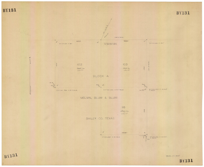 92539, Block A; Melvin, Blum and Blum, Bailey County, Texas, Twichell Survey Records