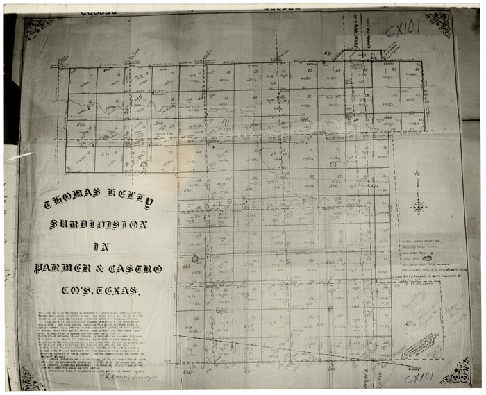 92549, Thomas Kelly Subdivision in Parmer and Castro Counties, Texas, Twichell Survey Records