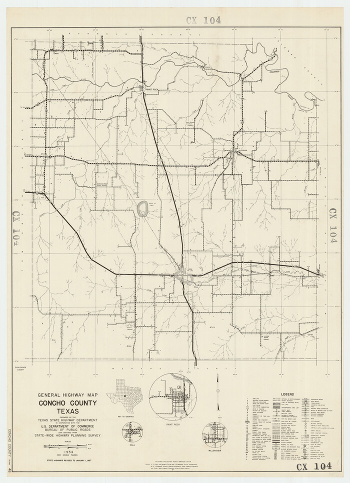 92551, General Highway Map, Concho County, Texas, Twichell Survey Records