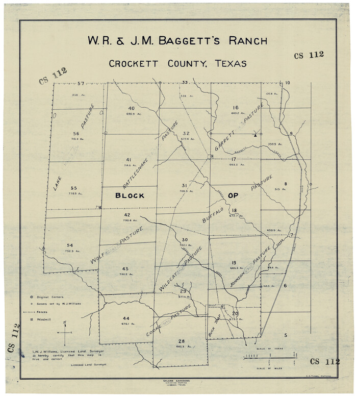 92554, W. R. and J. M. Baggett's Ranch, Crockett County, Texas, Twichell Survey Records