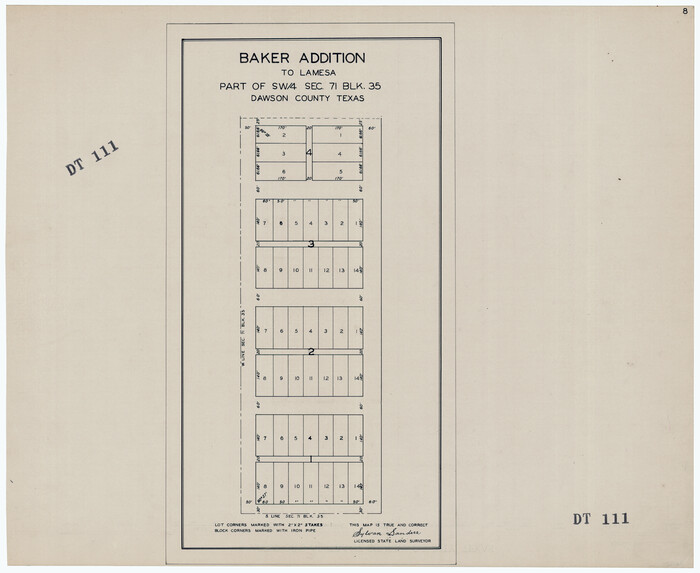 92576, Baker Addition to Lamesa, Part of Southwest Quarter Section 71, Block 35, Twichell Survey Records