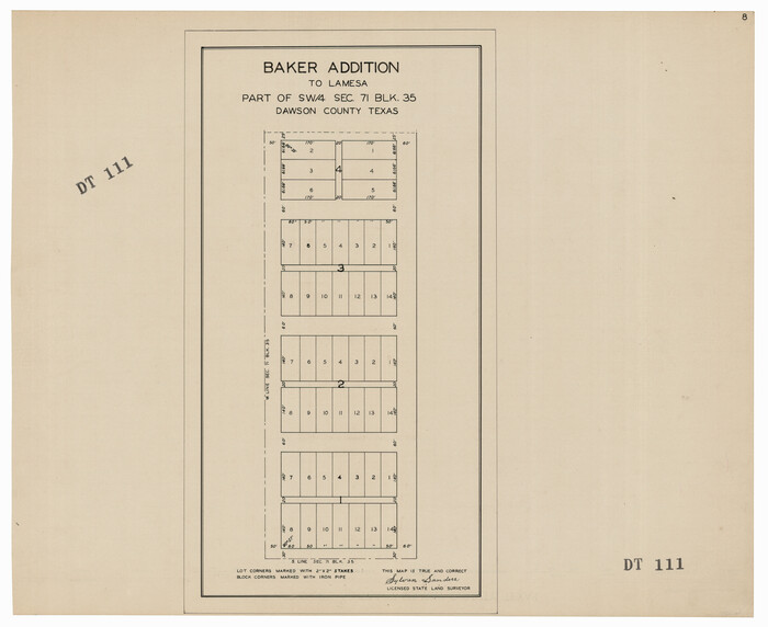 92576, Baker Addition to Lamesa, Part of Southwest Quarter Section 71, Block 35, Twichell Survey Records