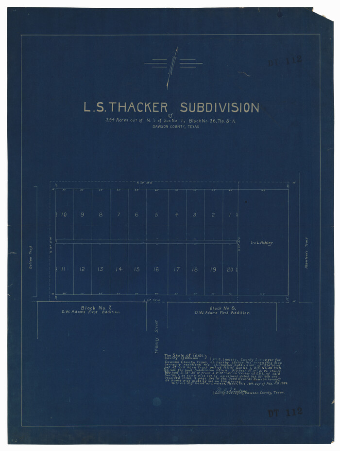 92578, [I. M. Bolton, L. S. Thacker, and R. C. Poteet Subdivisions], Twichell Survey Records