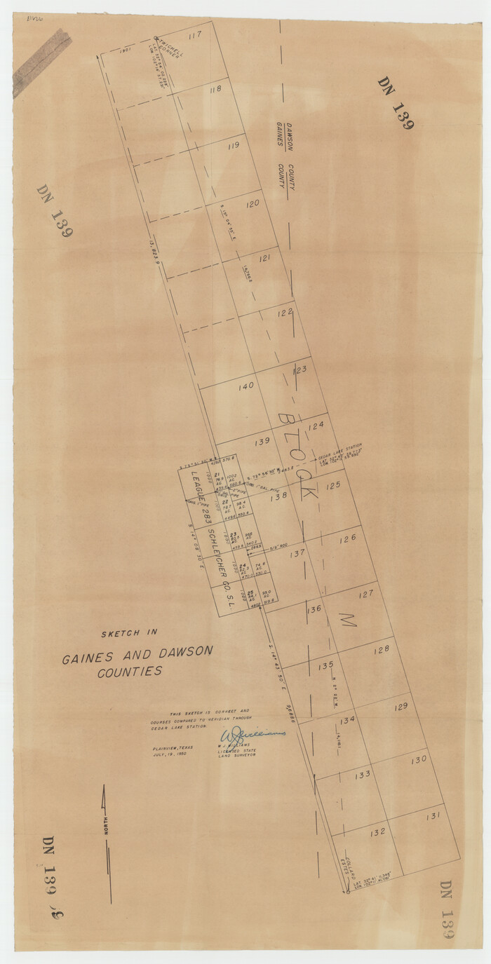 92586, Sketch in Gaines and Dawson Counties, Twichell Survey Records