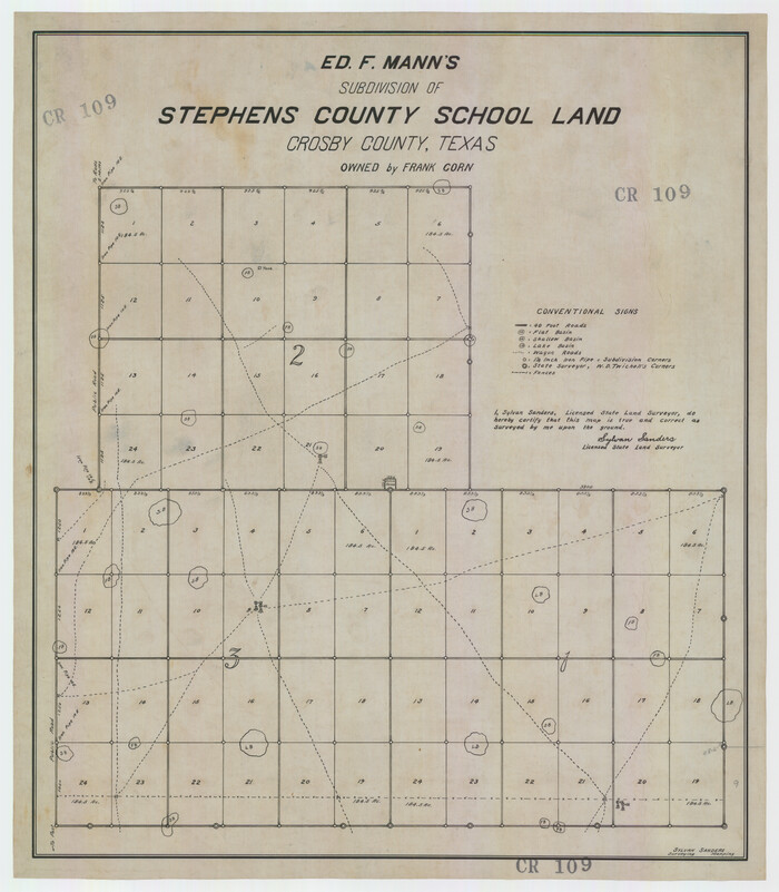 92600, Ed F. Mann's Subdivision of Stephens County School Land, Crosby County, Texas, Twichell Survey Records