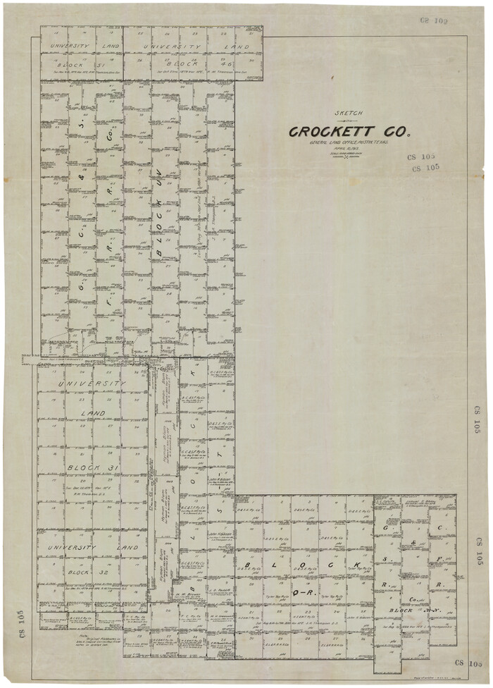 92606, Sketch in Crockett County, Texas, Twichell Survey Records