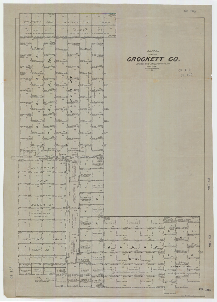 92606, Sketch in Crockett County, Texas, Twichell Survey Records