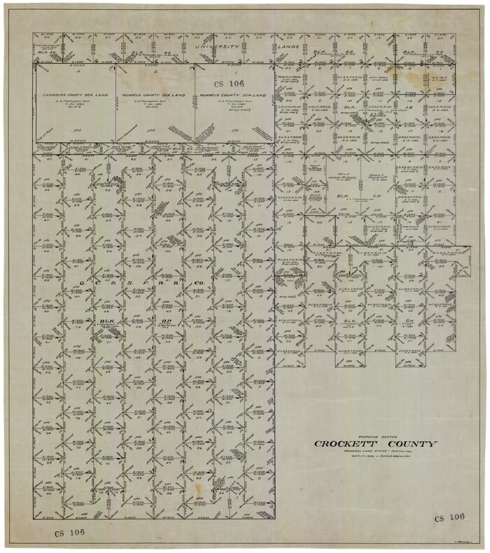 92608, Working Sketch Crockett County, Twichell Survey Records