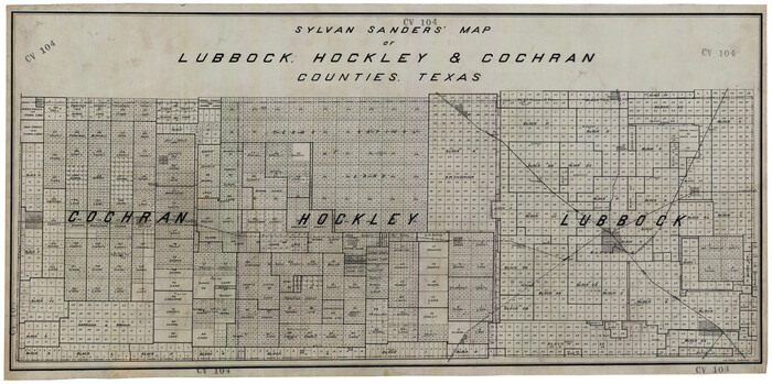 92611, Sylvan Sander's Map of Lubbock, Hockley, and Cochran Counties, Texas, Twichell Survey Records