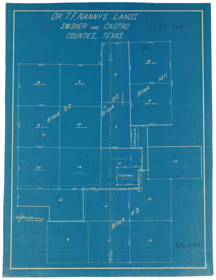 92614, Dr. T. F. Nanny's Lands, Swisher and Castro Counties, Texas, Twichell Survey Records