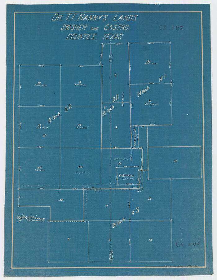 92614, Dr. T. F. Nanny's Lands, Swisher and Castro Counties, Texas, Twichell Survey Records