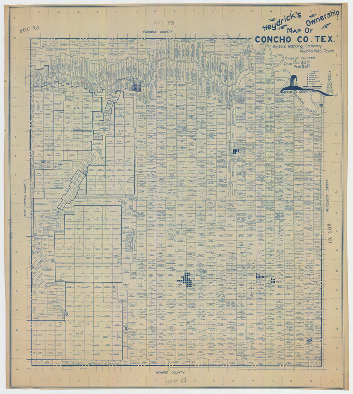 92616, Heydrick's Ownership Map of Concho Co. Tex., Twichell Survey Records