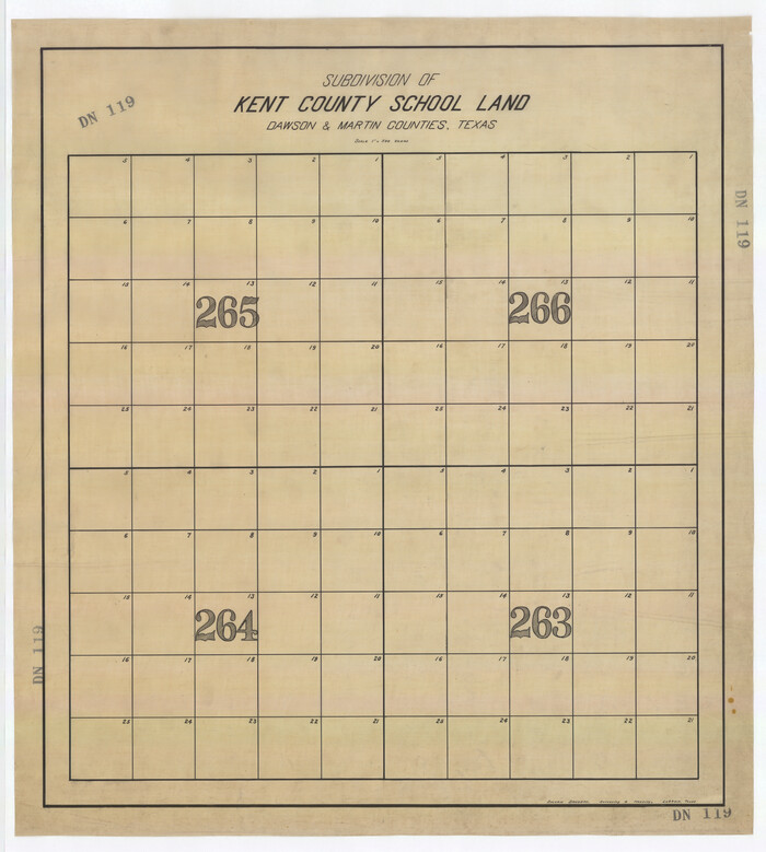 92625, Subdivision of Kent County School Land, Dawson  and Martin Counties, Texas, Twichell Survey Records