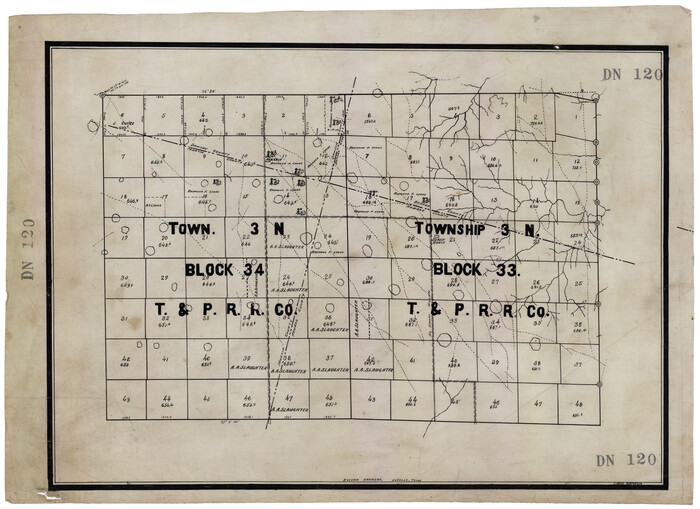 92626, [Township 3 North, Blocks 33 and 34, T. & P. RR. Company], Twichell Survey Records