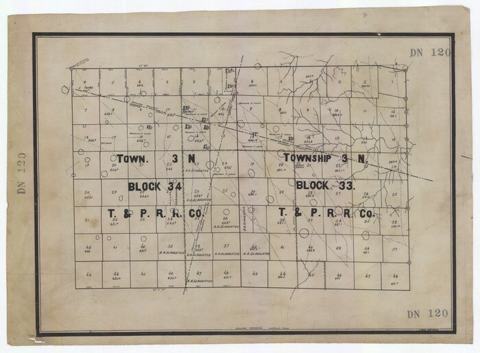 92626, [Township 3 North, Blocks 33 and 34, T. & P. RR. Company], Twichell Survey Records