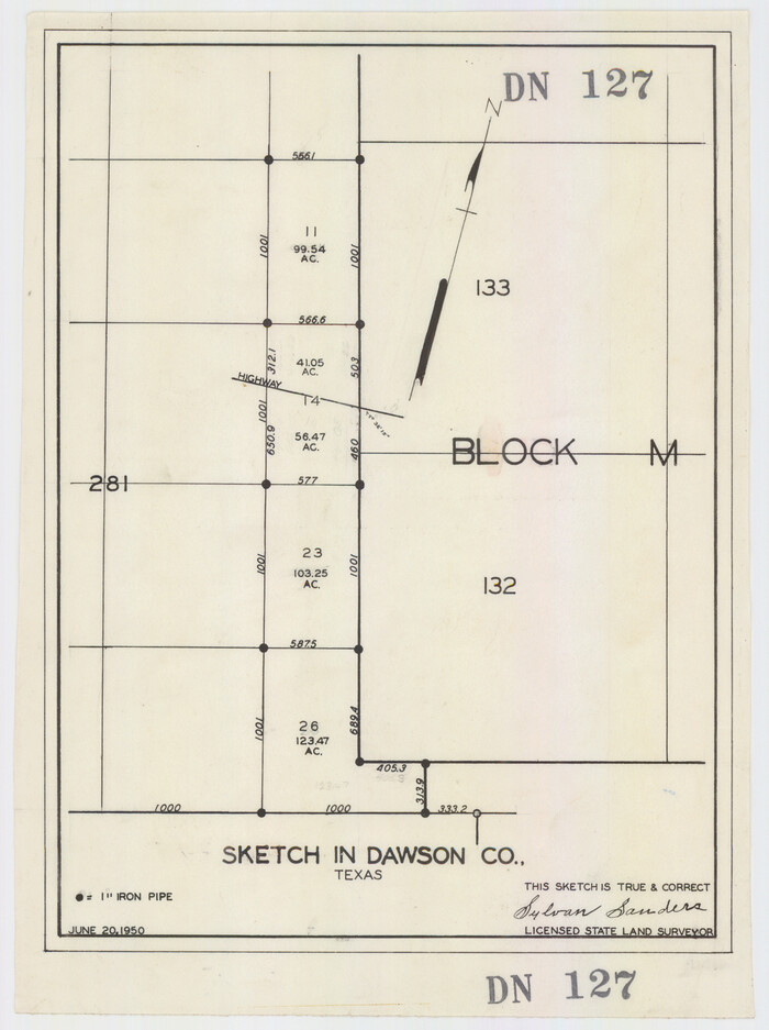 92627, Sketch in Dawson County, Texas, Twichell Survey Records