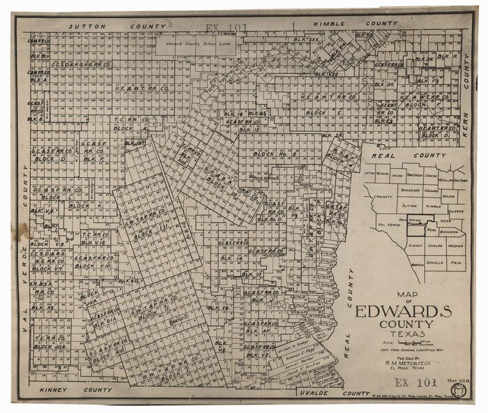 92635, Map of Edwards County, Texas, Twichell Survey Records