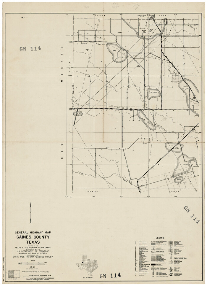 92639, General Highway Map, Gaines County, Texas, Twichell Survey Records