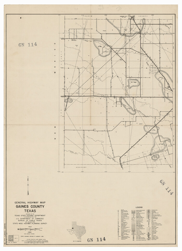92639, General Highway Map, Gaines County, Texas, Twichell Survey Records