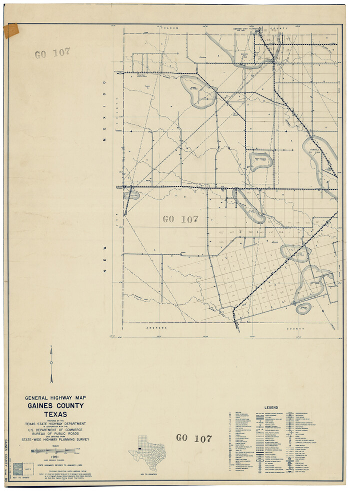 92644, General Highway Map of Gaines County, Texas, Twichell Survey Records