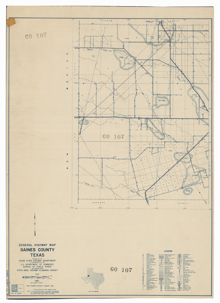 92644, General Highway Map of Gaines County, Texas, Twichell Survey Records
