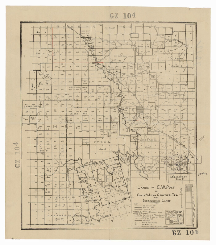92645, Lands of C. W. Post in Garza and Lynn Counties, Texas, and Surrounding Lands, Twichell Survey Records