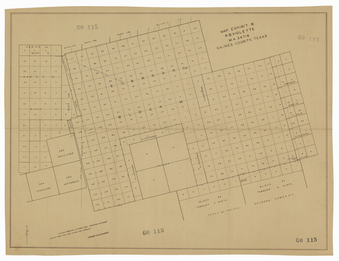 92654, Map Exhibit B, R. B. Violette, M. A. 34719, Gaines County, Texas, Twichell Survey Records
