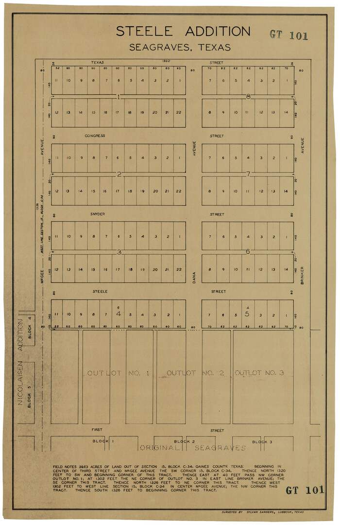 92655, Steele Addition, Seagraves, Texas, Twichell Survey Records