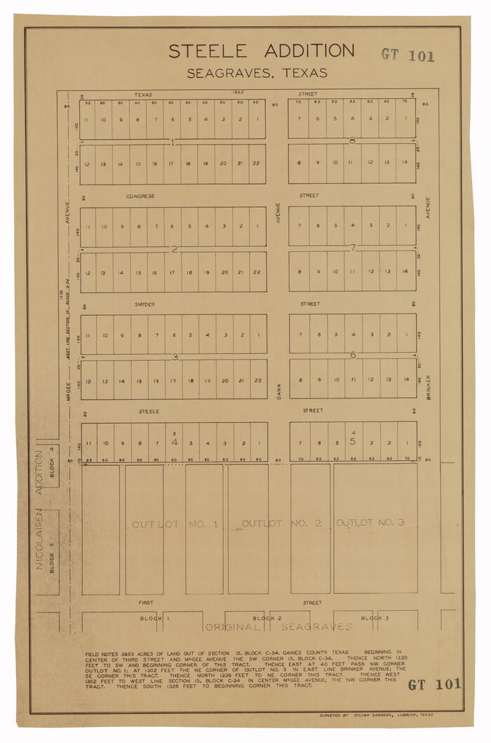 92655, Steele Addition, Seagraves, Texas, Twichell Survey Records