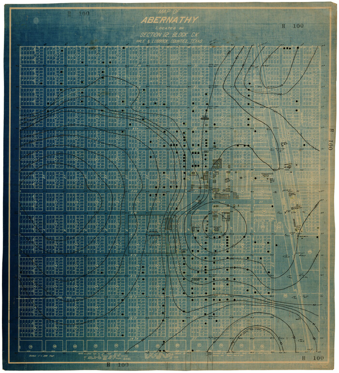 92666, Map of Abernathy Located on Section 12, Block CK, Hale and Lubbock Counties, Texas, Twichell Survey Records