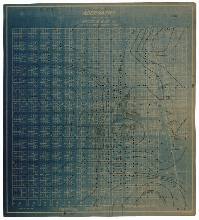 92666, Map of Abernathy Located on Section 12, Block CK, Hale and Lubbock Counties, Texas, Twichell Survey Records