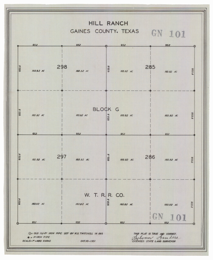 92676, Hill Ranch, Gaines County, Texas, Twichell Survey Records