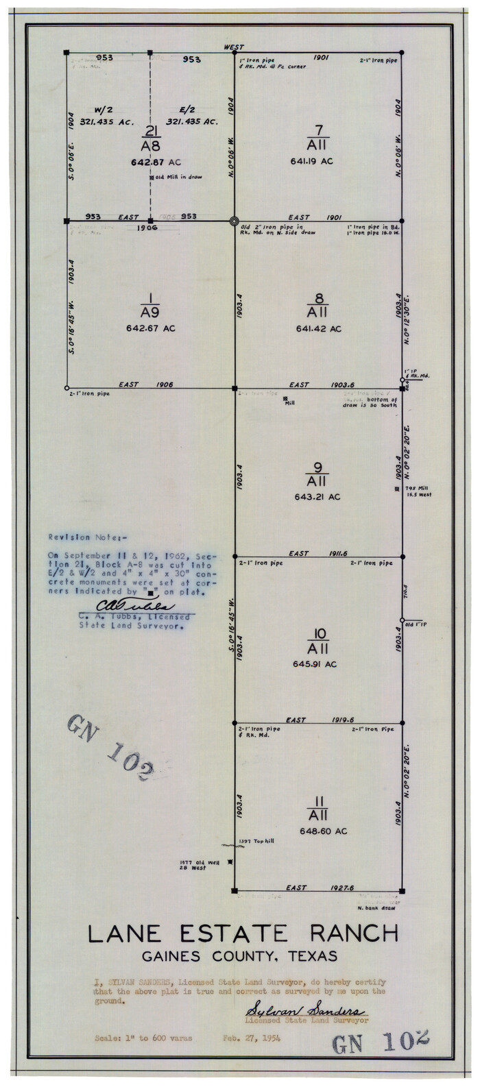 92677, Lane Estate Ranch, Gaines County, Texas, Twichell Survey Records