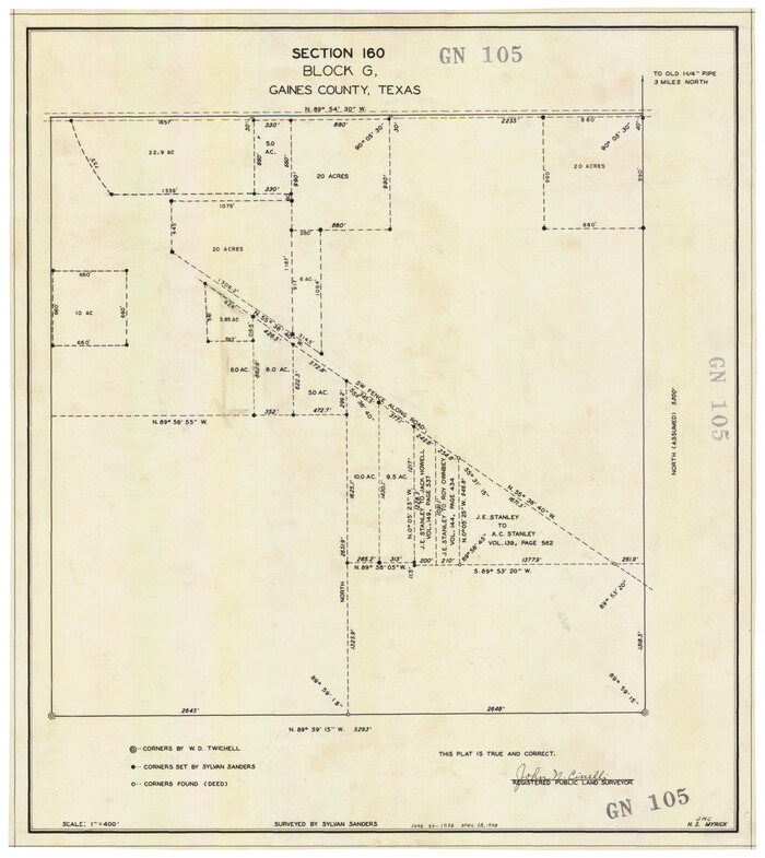 92679, Section 160, Block G, Gaines County, Texas, Twichell Survey Records