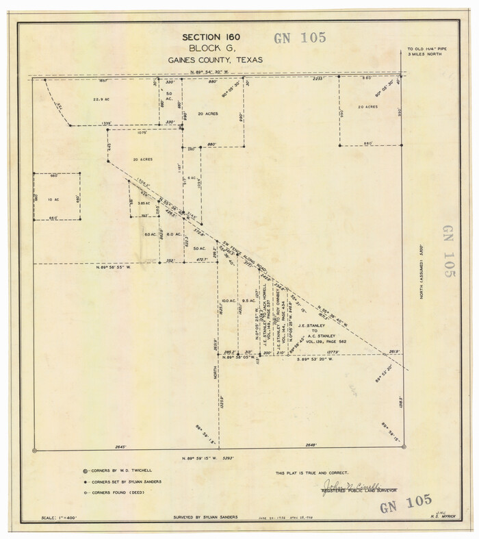 92679, Section 160, Block G, Gaines County, Texas, Twichell Survey Records