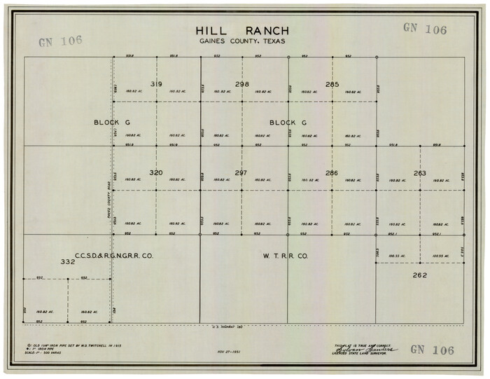 92680, Hill Ranch, Gaines County, Texas, Twichell Survey Records