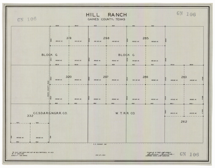 92680, Hill Ranch, Gaines County, Texas, Twichell Survey Records