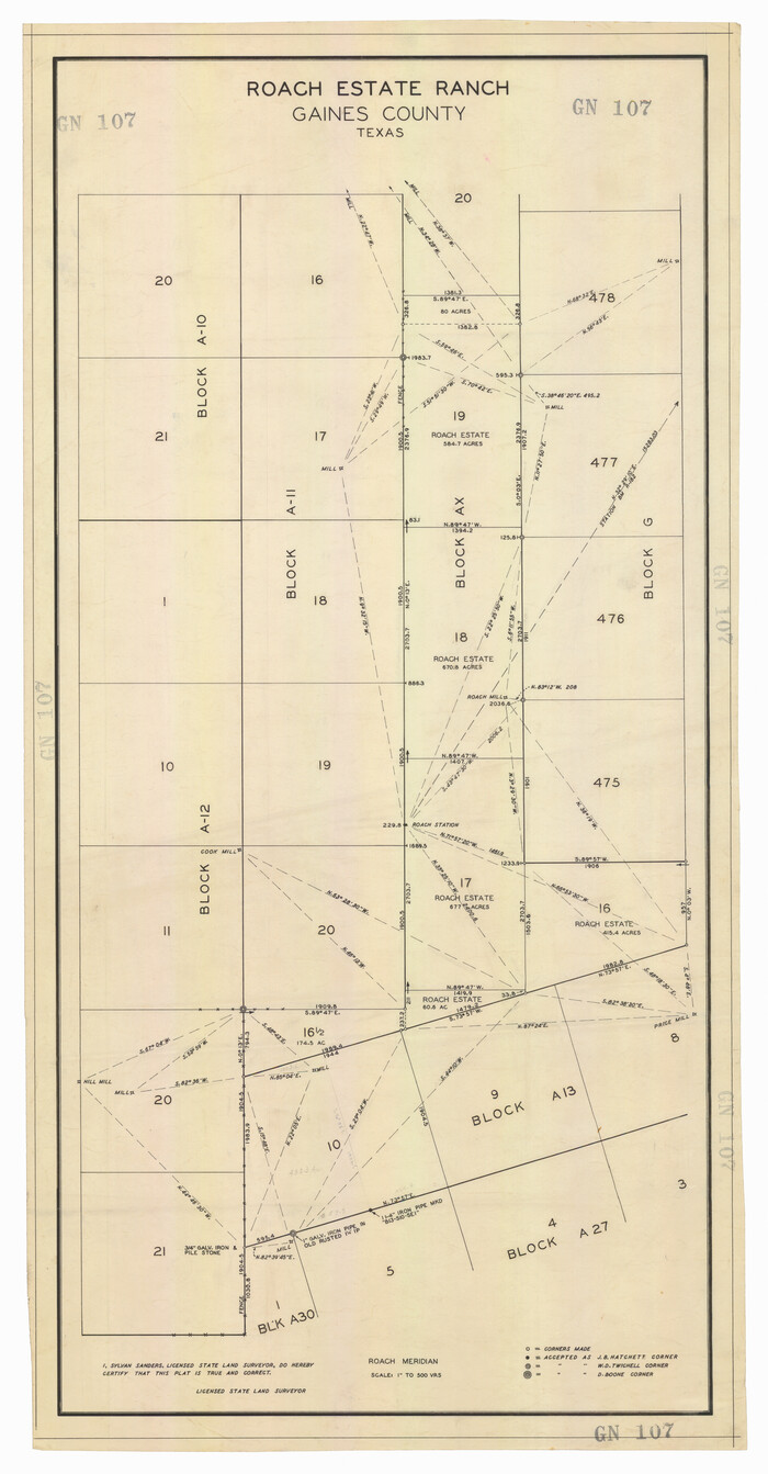 92681, Roach Estate Ranch, Gaines County, Texas, Twichell Survey Records