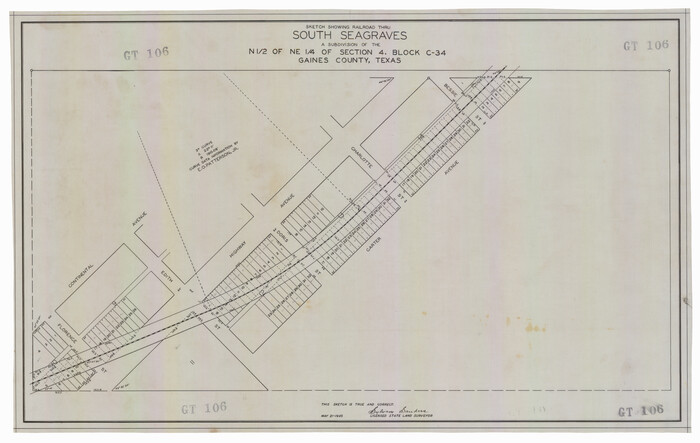 92686, Sketch Showing Railroad through South Seagraves, Twichell Survey Records