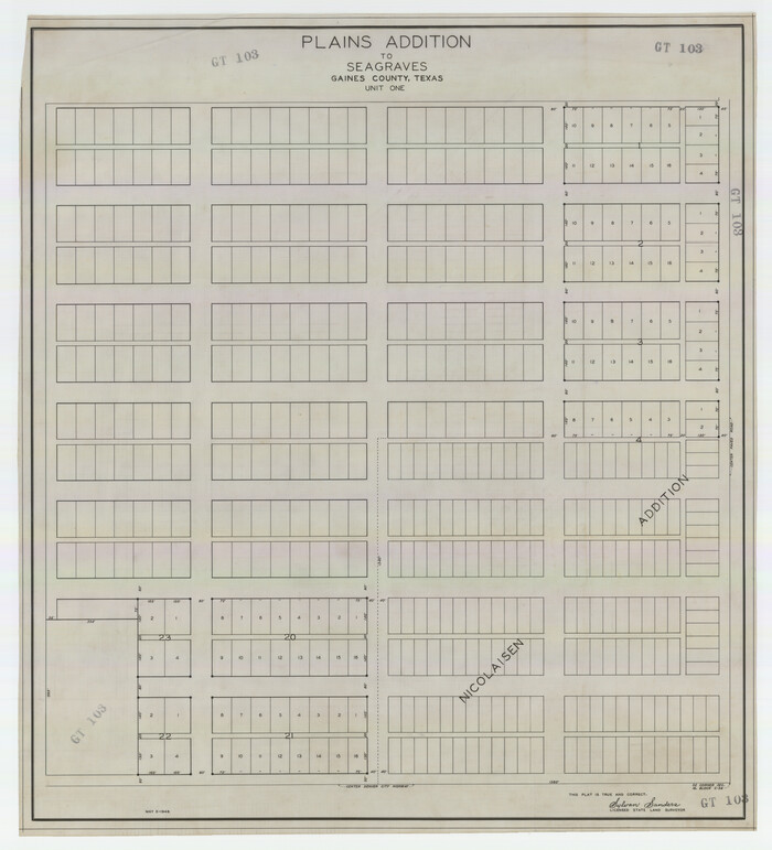 92691, Plains Addition to Seagraves, Gaines County, Texas, Twichell Survey Records