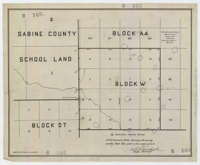92697, [Sabine County School Land and Blocks A4, W, and DT], Twichell Survey Records