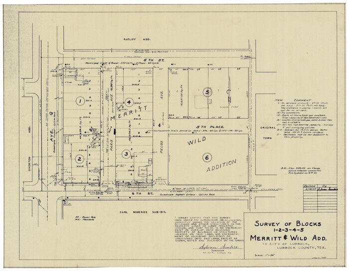 92727, Survey of Blocks 1, 2, 3, 4, 5, Merritt and Wild Addition, Twichell Survey Records