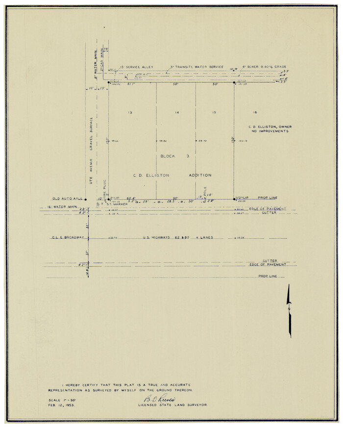 92728, Block 3, C. D. Elliston Addition, Twichell Survey Records