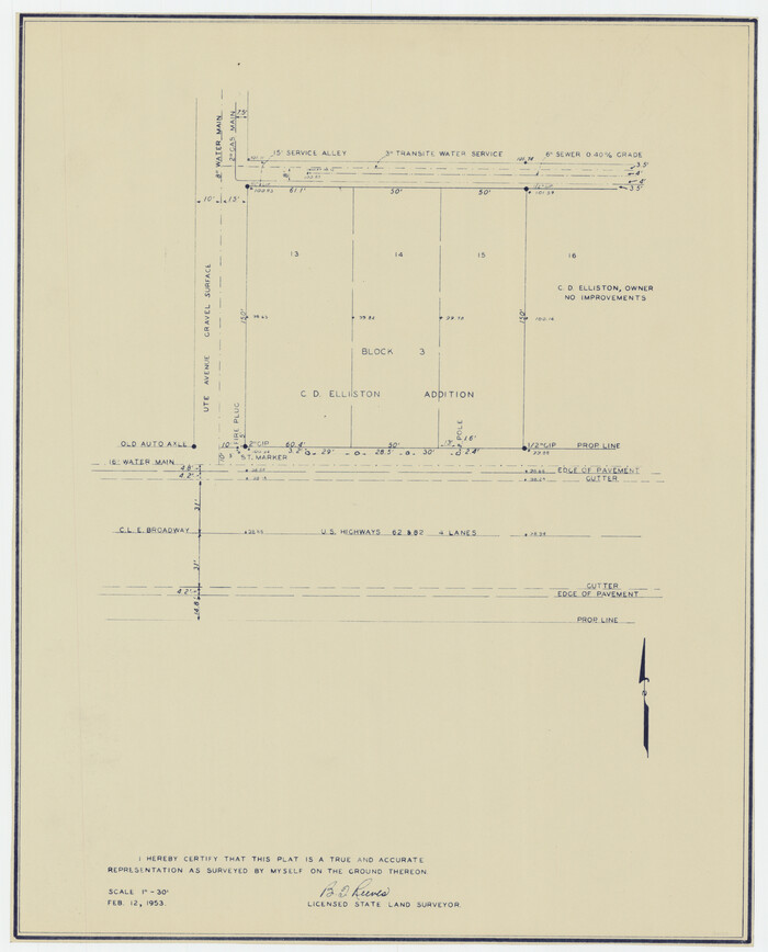 92728, Block 3, C. D. Elliston Addition, Twichell Survey Records