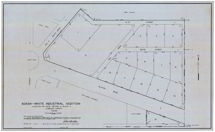 92732, Soash-White Industrial Addition Located on Southeast Quarter of Section 2, Block E (Geo. W. Soash and J. B. White, Owners), Twichell Survey Records