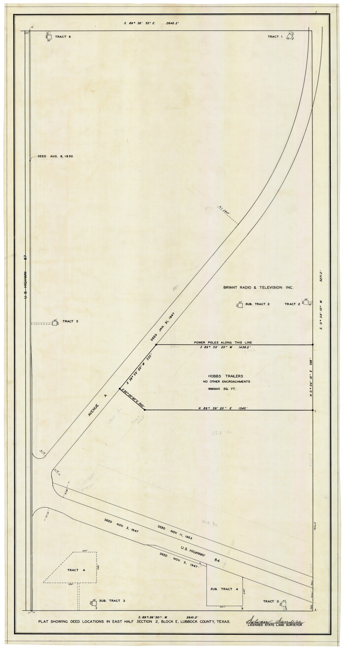 92736, Plat showing Deed Locations in East Half Section 2, Block E, Twichell Survey Records