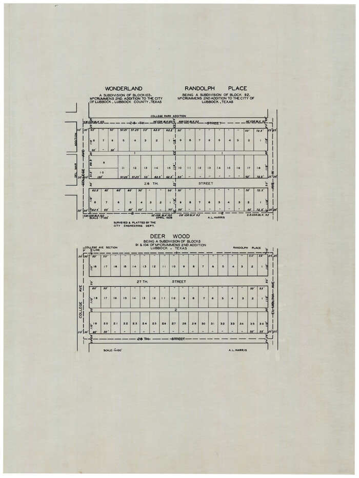 92742, Wonderland, Randolph Place, and Deer Wood, Twichell Survey Records