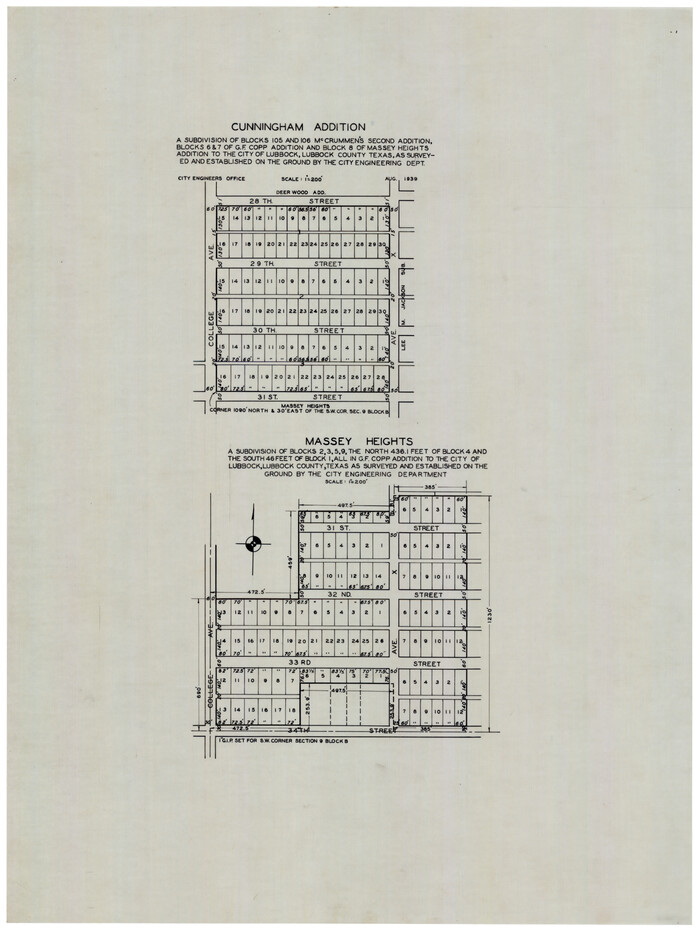 92744, Cunningham Addition and Massey Heights, Twichell Survey Records