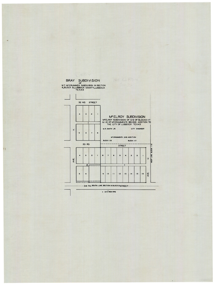 92746, Bray Subdivision and McElroy Subdivision, Twichell Survey Records